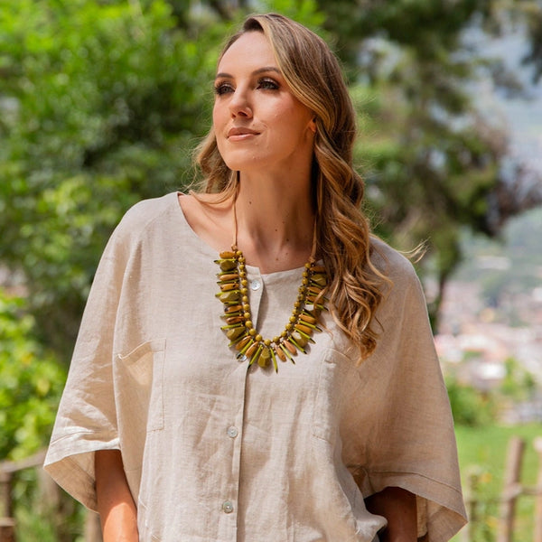 Carolina Necklace Olive Green Combo