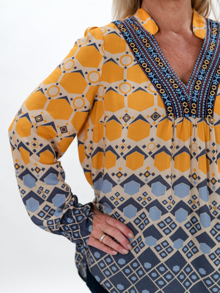 Embroidered V-Neck Blouse by Tribal