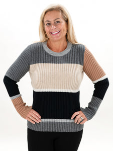 Ribbed Color Block Sweater by Tribal