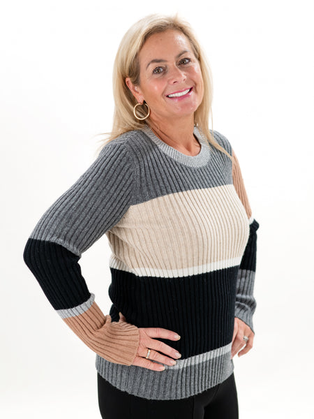 Ribbed Color Block Sweater by Tribal