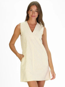 Cove Dress Tan Stripe by Duffield Lane