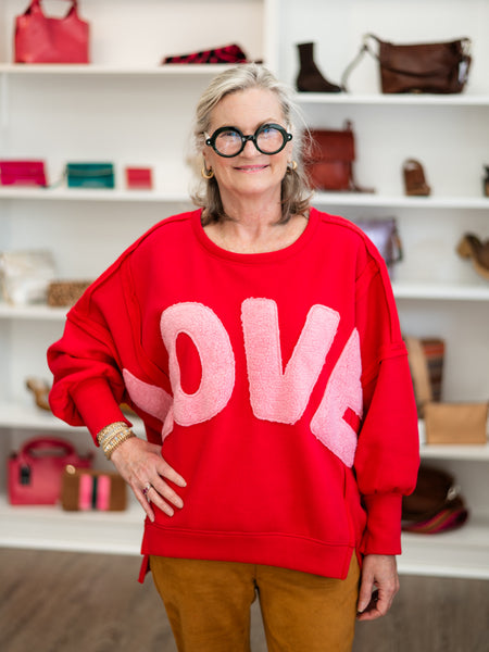 Brushed Terry Love Fleece Patchwork Fleece Top by Bibi