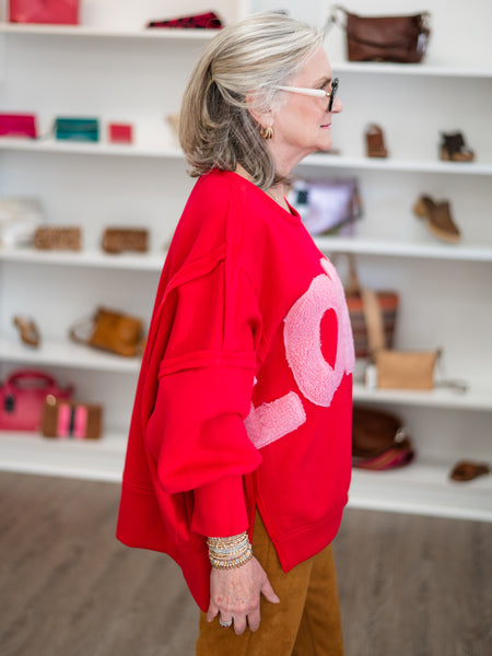 Brushed Terry Love Fleece Patchwork Fleece Top by Bibi