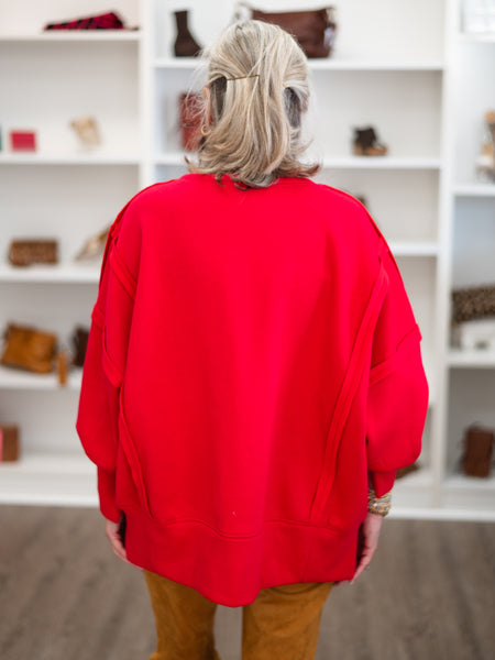 Brushed Terry Love Fleece Patchwork Fleece Top by Bibi