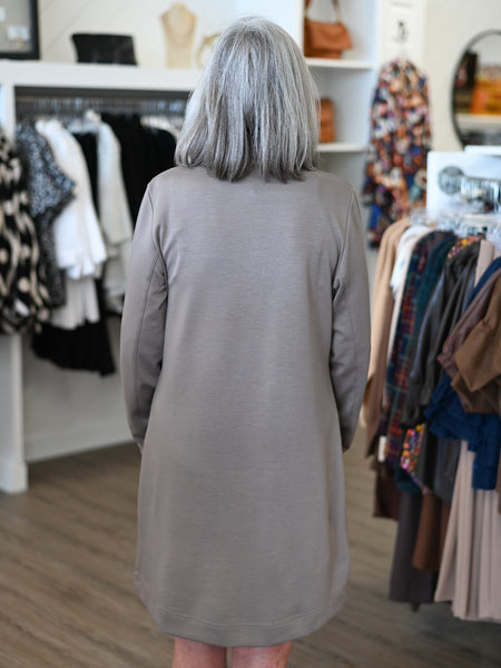 Scuba Zip-Neck Dress Taupe by Lulu B