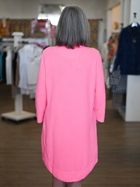 Half-Zip Textured Dress Hot Pink by Lulu B