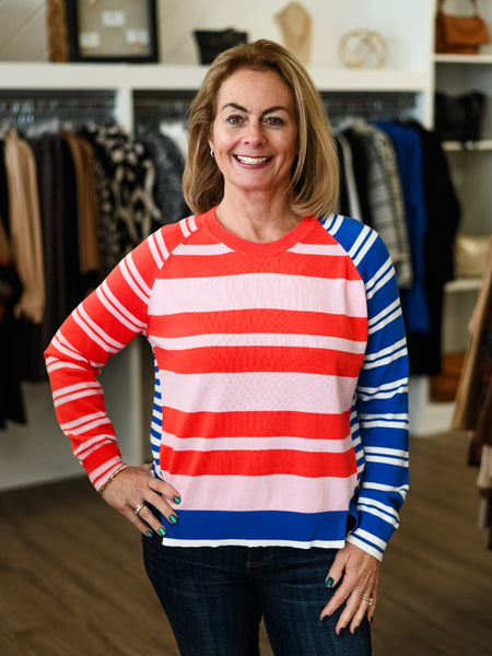 Bold Stripe Sweater Raspberry by Zaket & Plover