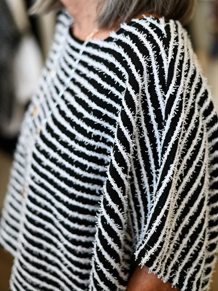 Boat Neck Stripe Poncho Top by Multiples