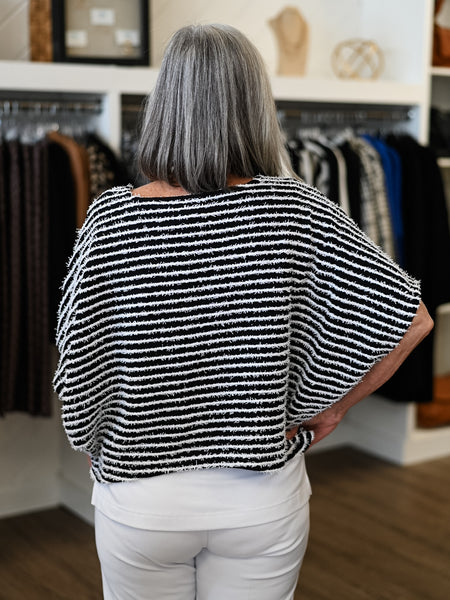 Boat Neck Stripe Poncho Top by Multiples