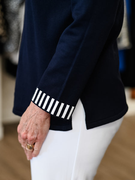 3/4 Sleeve Banded V-Neck Sweater by Multiples