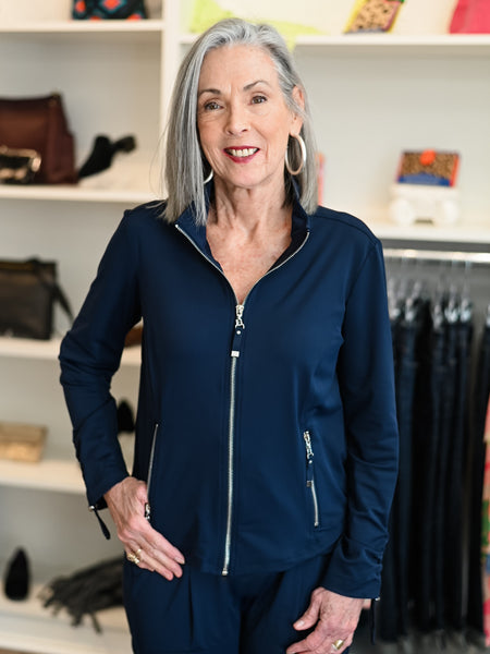 Zip-Up Jersey Knit Jacket Midnight by Multiples