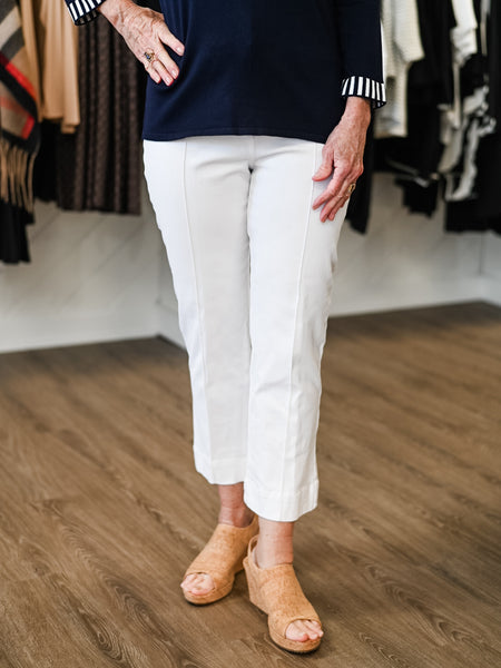 Flare Leg Denim Crop Jean White by Multiples