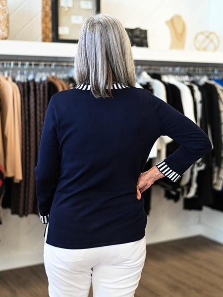 3/4 Sleeve Banded V-Neck Sweater by Multiples