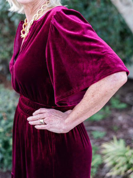 Debbie Velvet Tiered Maxi Dress by Sugarlips