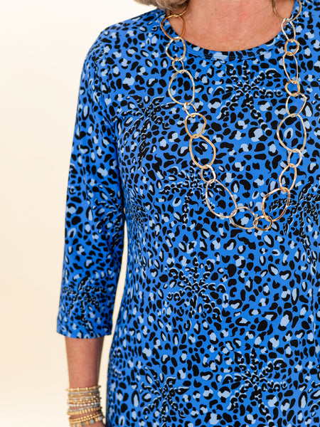 Blue Cheetah 3/4 Sleeve Dress by Lulu B