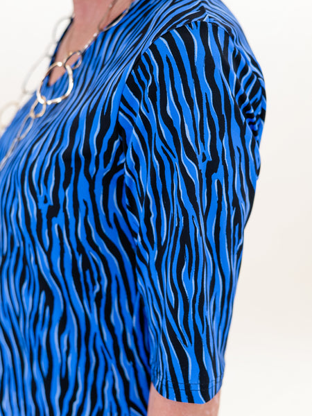 Elbow Sleeve Blue Zebra Dress by Lulu B