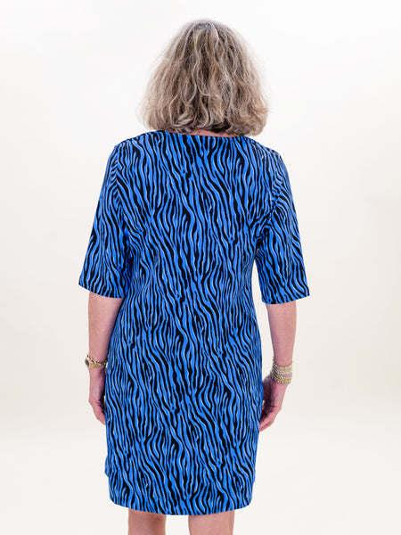 Elbow Sleeve Blue Zebra Dress by Lulu B