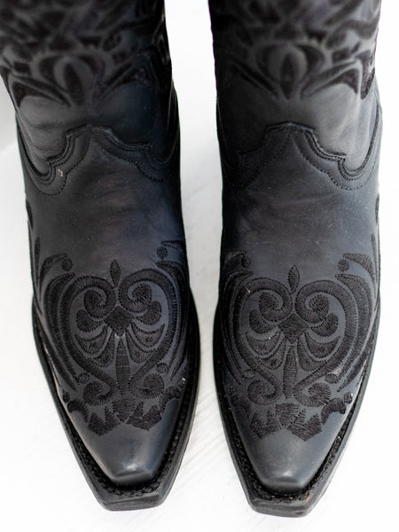 L5433 Filigree Snip Toe Western Boot Black by Circle G