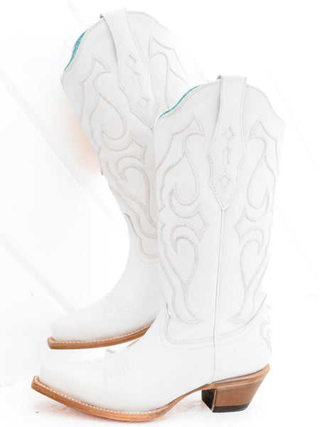 Z5046 Embroidered Tall Western Boot White by Corral