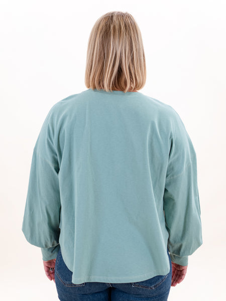 Studded Suede Star Top Ocean Green by Easel