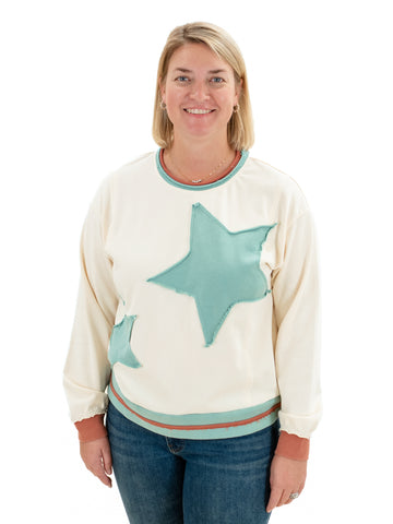 Star Patch Sweatshirt Natural by Jodifl