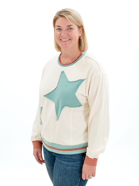 Star Patch Sweatshirt Natural by Jodifl