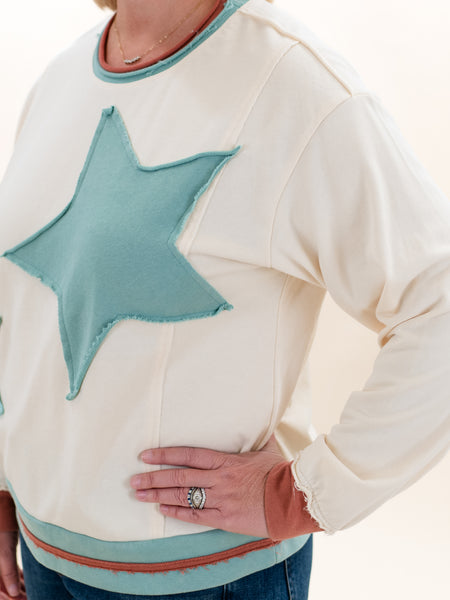 Star Patch Sweatshirt Natural by Jodifl