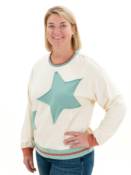 Star Patch Sweatshirt Natural by Jodifl