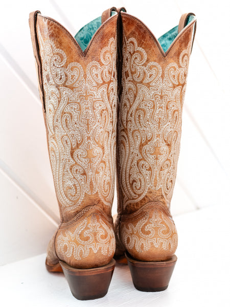 C4144 Embroidery Crackled Boot Light Blue by Corral