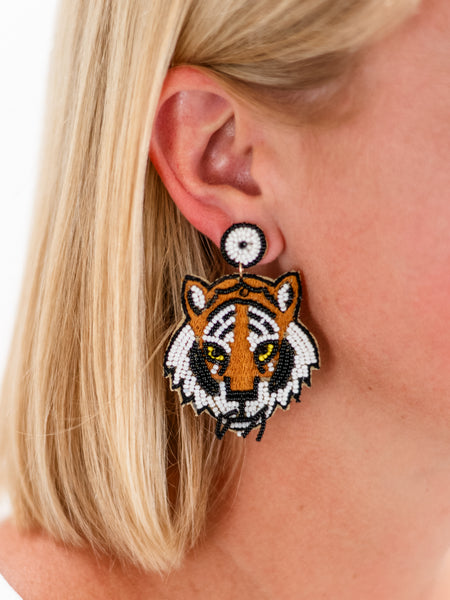 Wild Tiger Beaded Earrings