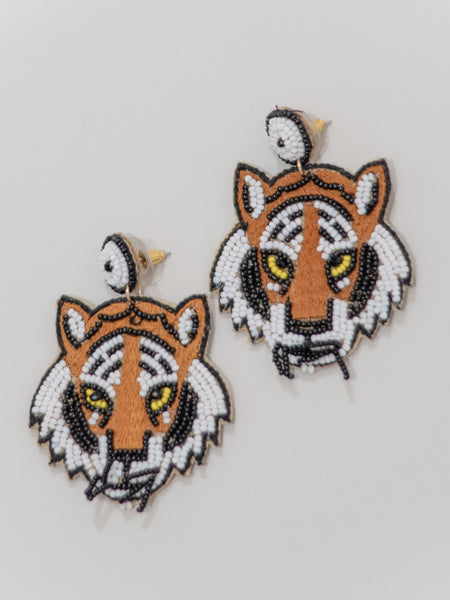 Wild Tiger Beaded Earrings