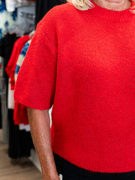 Elbow Sleeve Balloon Shape Sweater Crimson by Charlie B