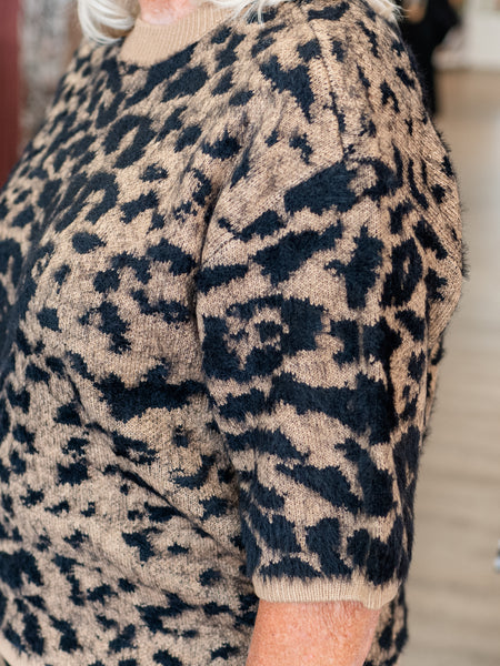 Elbow Sleeve Balloon Shape Sweater Leopard by Charlie B