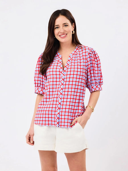 Elaine Top Gingham Red/Blue by Mary Square