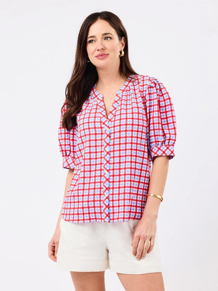 Elaine Top Gingham Red/Blue by Mary Square