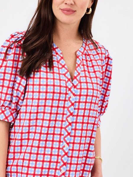 Elaine Top Gingham Red/Blue by Mary Square