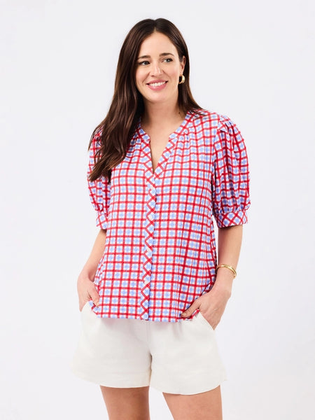 Elaine Top Gingham Red/Blue by Mary Square
