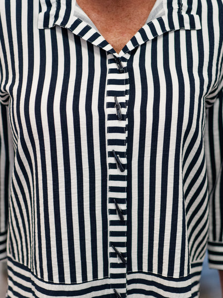 Turn-Up Cuff Stripe Button Up Shirt by Multiples