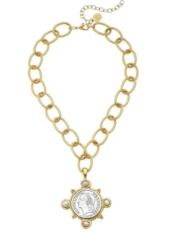 French Coin Pearl Necklace by Susan Shaw