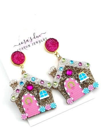 Christmas Gingerbread House Earrings