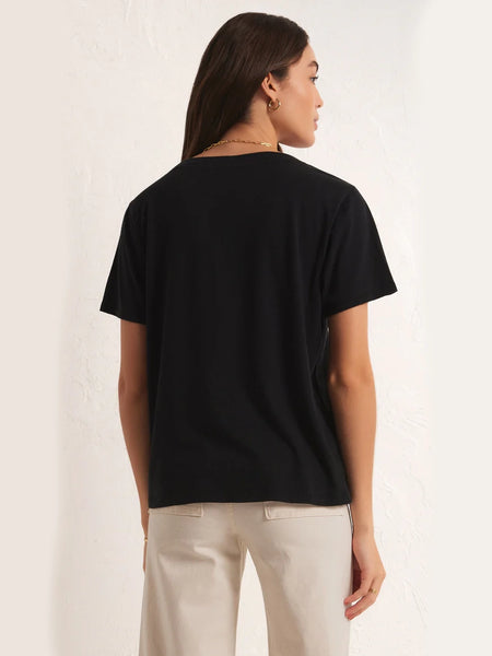 Girlfriend V-Neck Tee Black by Z Supply