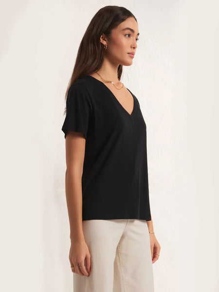 Girlfriend V-Neck Tee Black by Z Supply