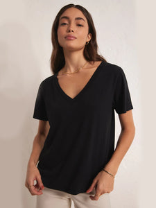 Girlfriend V-Neck Tee Black by Z Supply