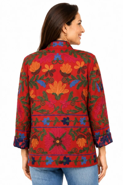 Embroidered Open Front Jacket by John Mark