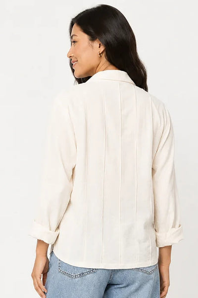 Collared Pintuck Blouse Winter White by John Mark