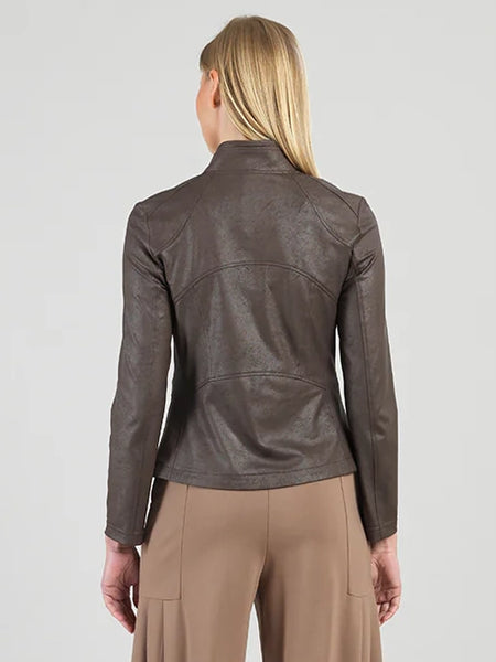 Liquid Leather Signature Jacket Brown by Clara Sun Woo