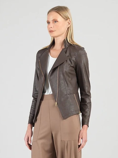 Liquid Leather Signature Jacket Brown by Clara Sun Woo