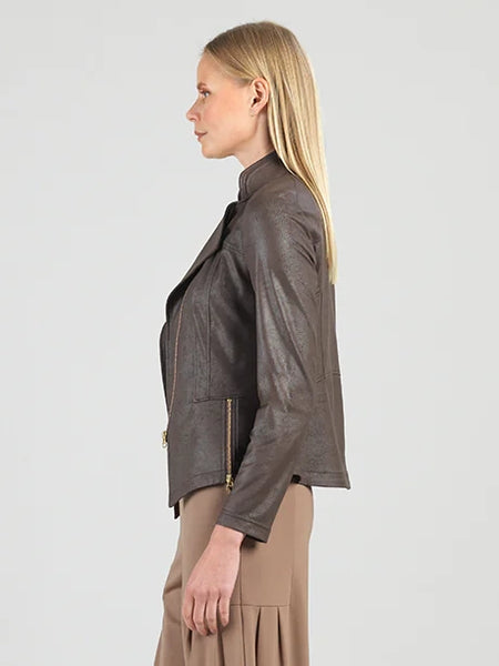 Liquid Leather Signature Jacket Brown by Clara Sun Woo