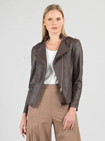 Liquid Leather Signature Jacket Brown by Clara Sun Woo