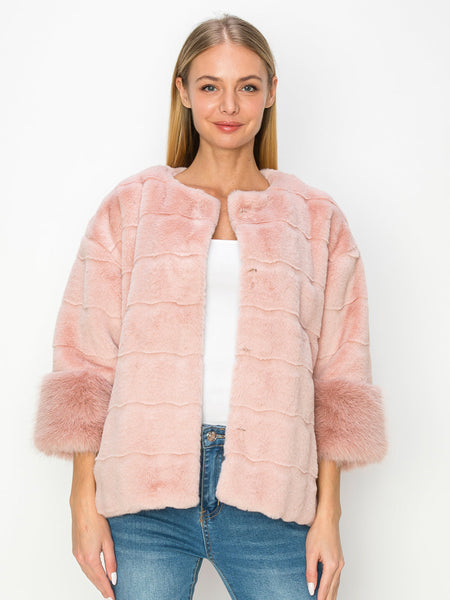 Pink Jina Fur Jacket Pink by Joh